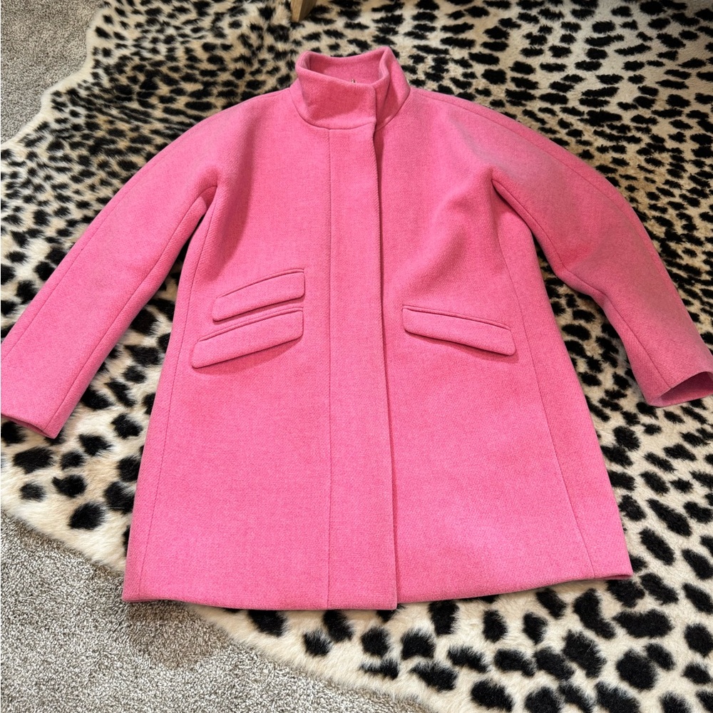 J.Crew Cocoon Wool Pale Blush Coat Italian Stadium Cloth Size 12 Tall
